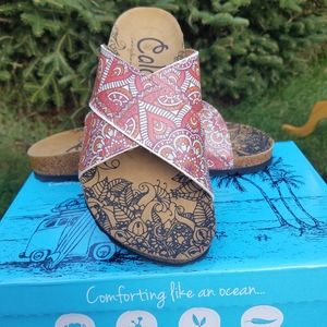 Boho Paisley Vegan Leather Calceo Slide Sandals